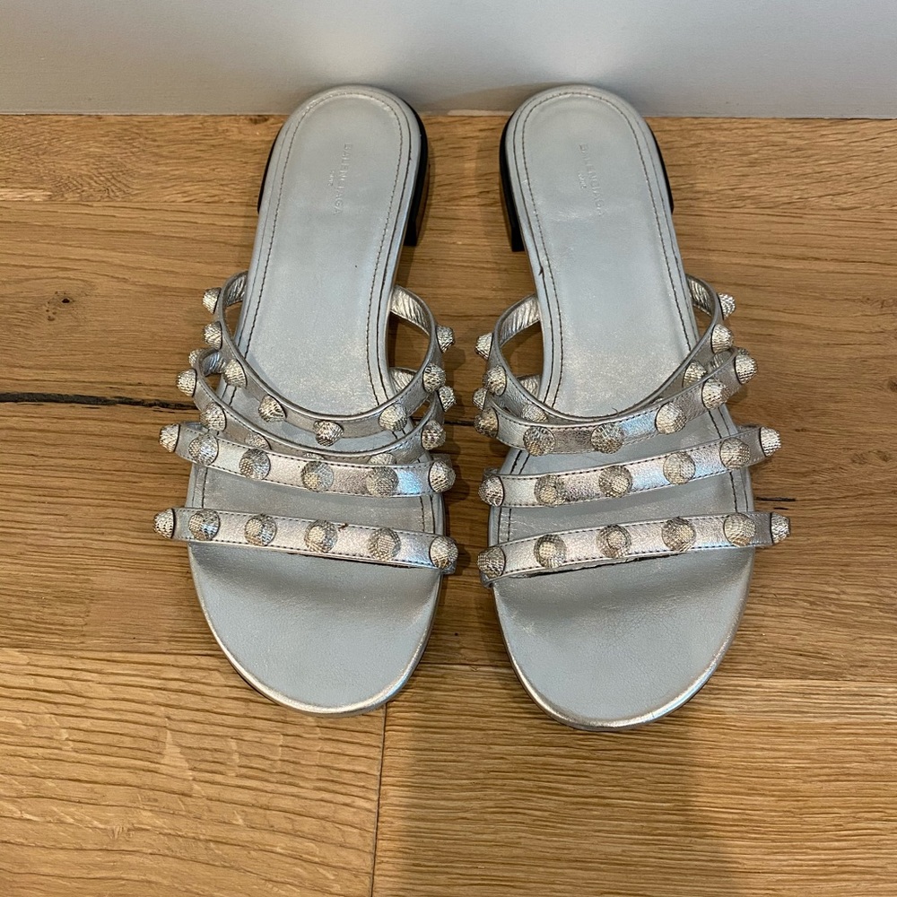 100% Authentic balenciaga sandals silver color